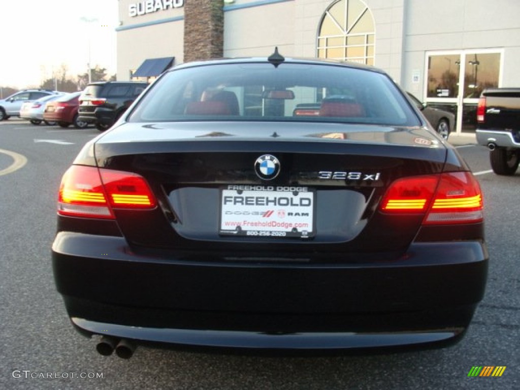 2007 3 Series 328xi Coupe - Jet Black / Coral Red/Black photo #5