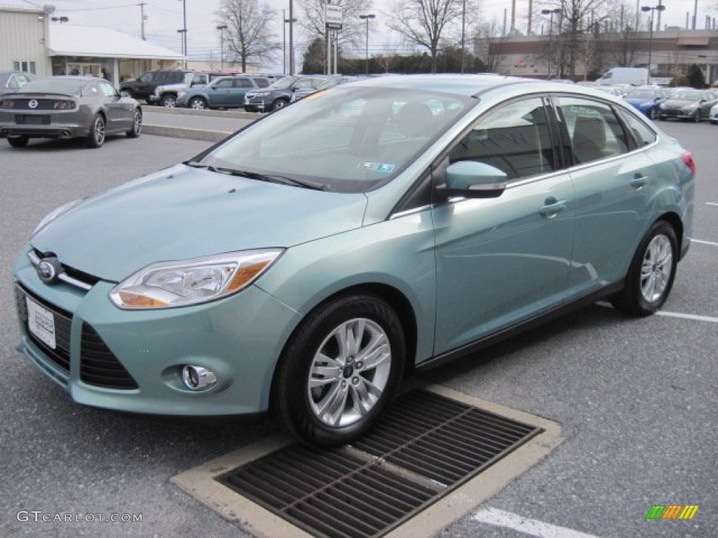 2012 Focus SEL Sedan - Frosted Glass Metallic / Stone photo #3