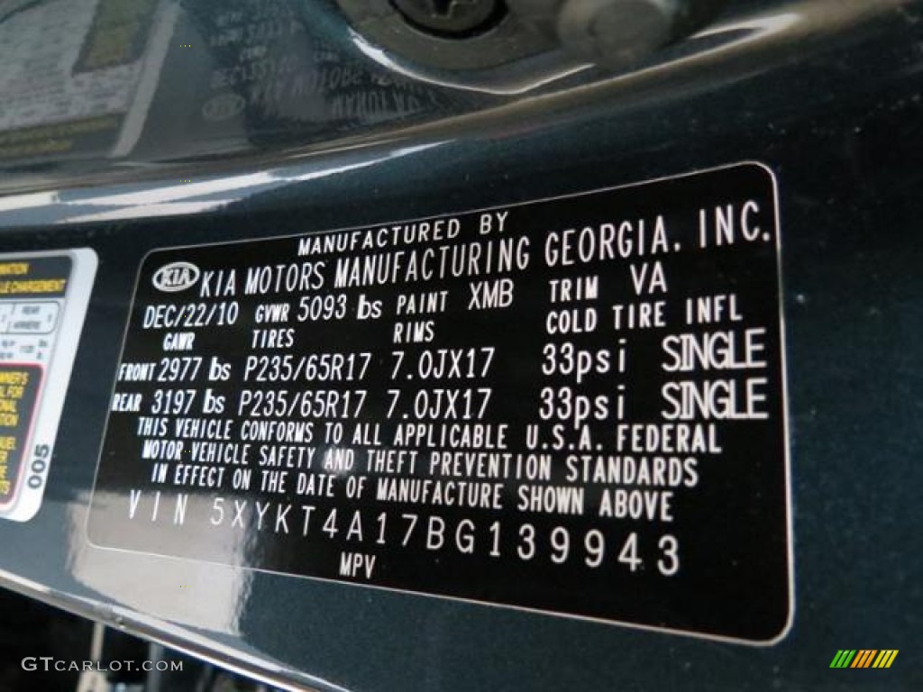 2011 Sorento Color Code XMB for Pacific Blue Photo #77787291