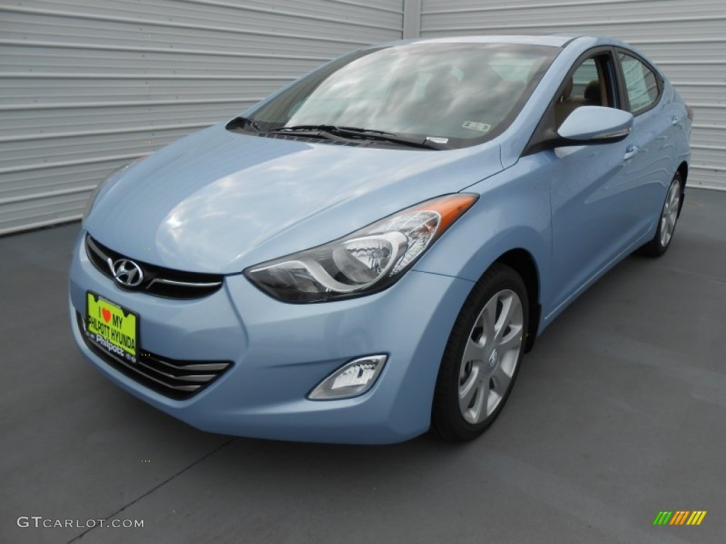 2013 Elantra Limited - Blue Sky Metallic / Beige photo #7