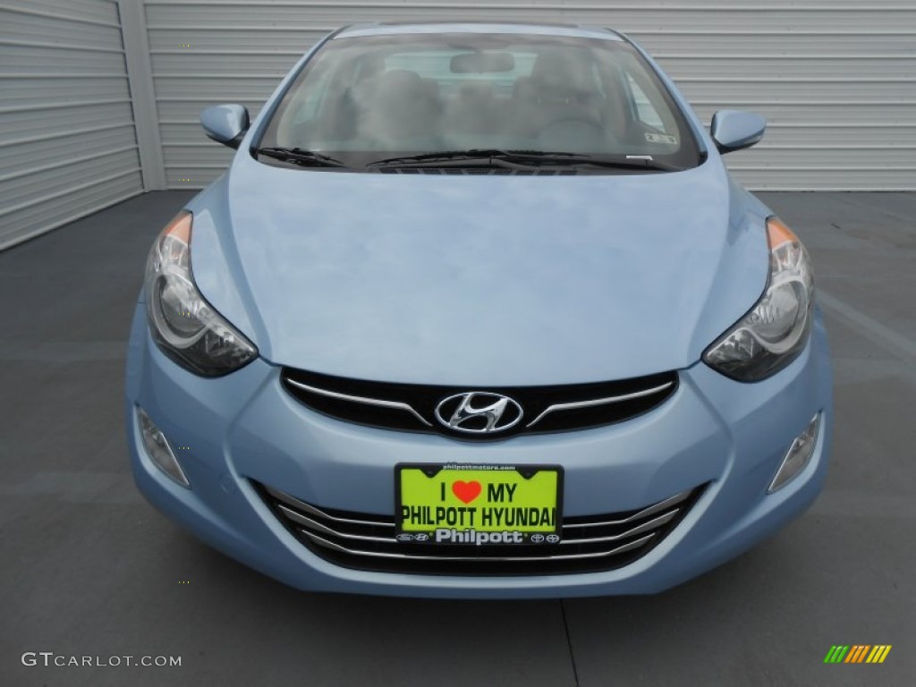 2013 Elantra Limited - Blue Sky Metallic / Beige photo #8