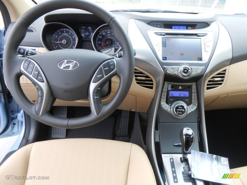 2013 Elantra Limited - Blue Sky Metallic / Beige photo #27
