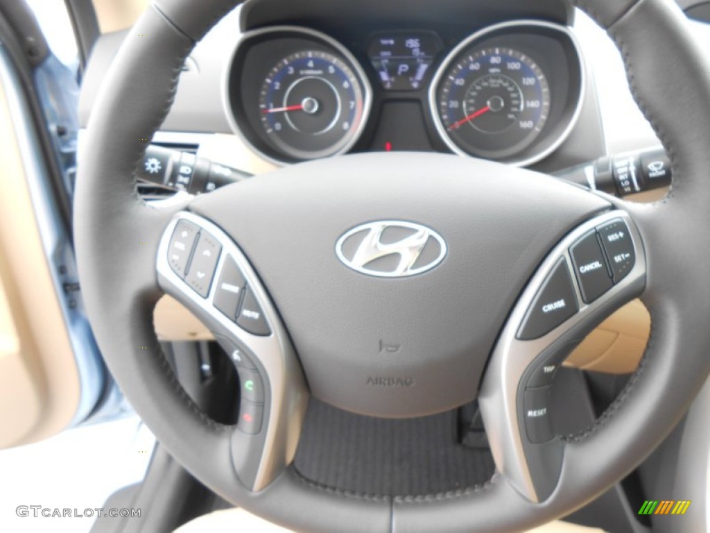 2013 Elantra Limited - Blue Sky Metallic / Beige photo #33