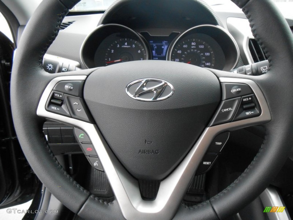 2013 Hyundai Veloster RE:MIX Edition Black Steering Wheel Photo #77790069