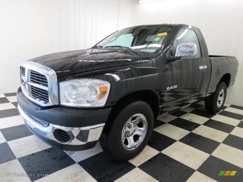 2008 Ram 1500 ST Regular Cab - Brilliant Black Crystal Pearl / Medium Slate Gray photo #3