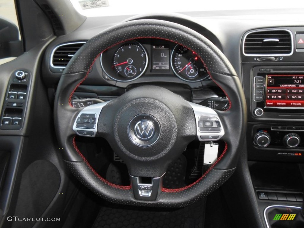 2010 Volkswagen GTI 4 Door Titan Black Leather Steering Wheel Photo #77791476