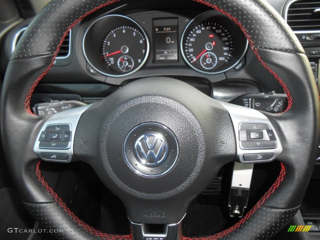 2010 Volkswagen GTI 4 Door Titan Black Leather Steering Wheel Photo #77791496