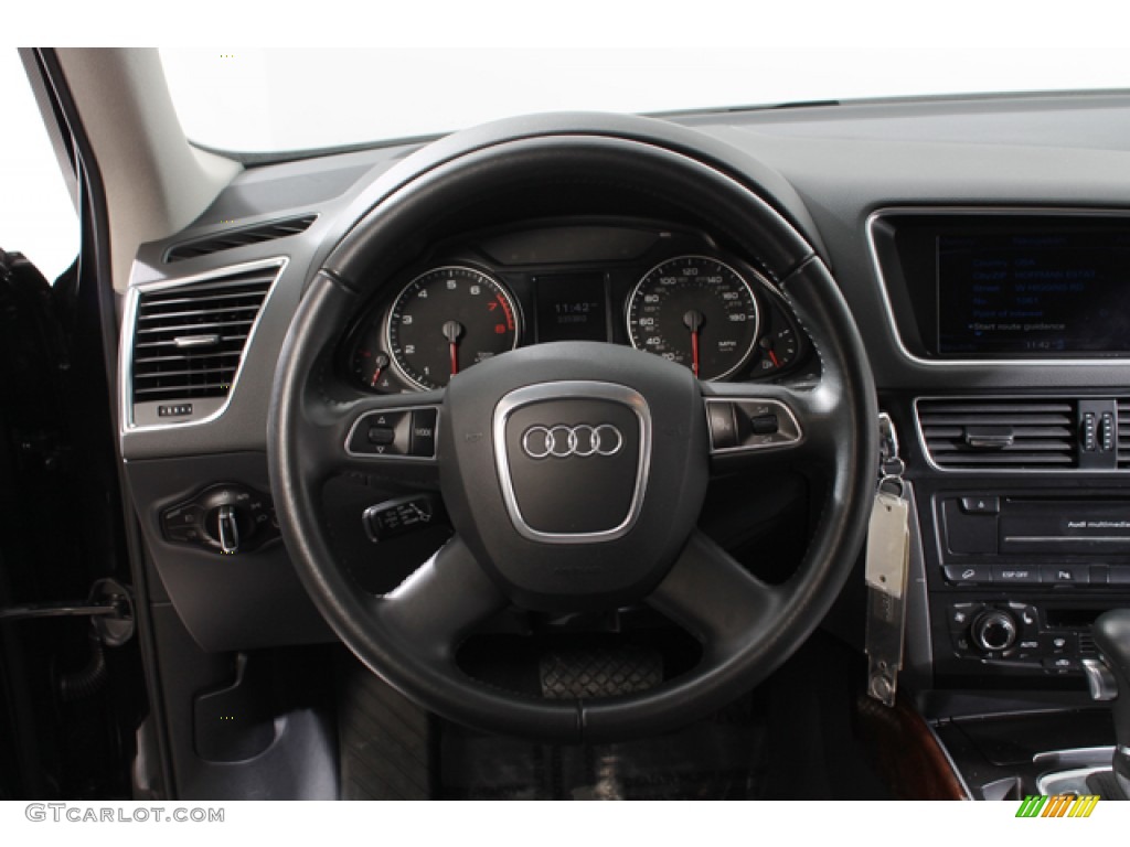 2010 Audi Q5 3.2 quattro Black Steering Wheel Photo #77792060