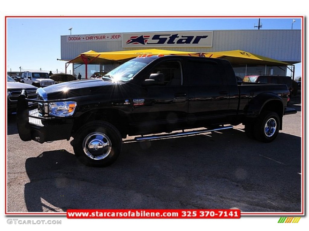 2009 Ram 3500 SLT Mega Cab 4x4 Dually - Brilliant Black Crystal Pearl / Medium Slate Gray photo #3