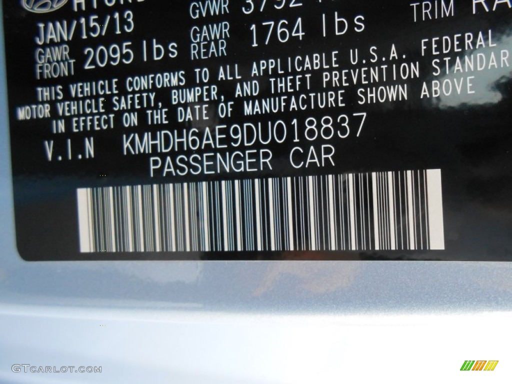 2013 Elantra Coupe SE - Blue Sky Metallic / Gray photo #32