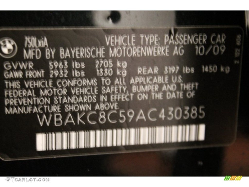 2010 7 Series 750Li xDrive Sedan - Black Sapphire Metallic / Black Nappa Leather photo #16