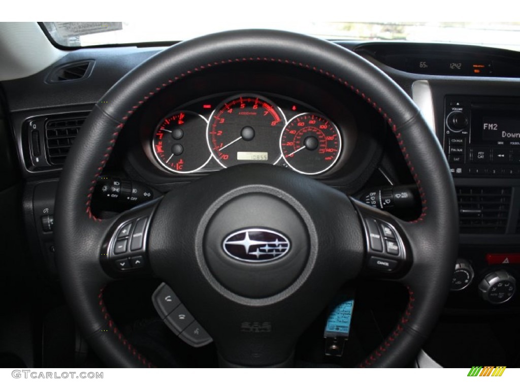 2011 Subaru Impreza WRX Limited Sedan Carbon Black Steering Wheel Photo #77792785