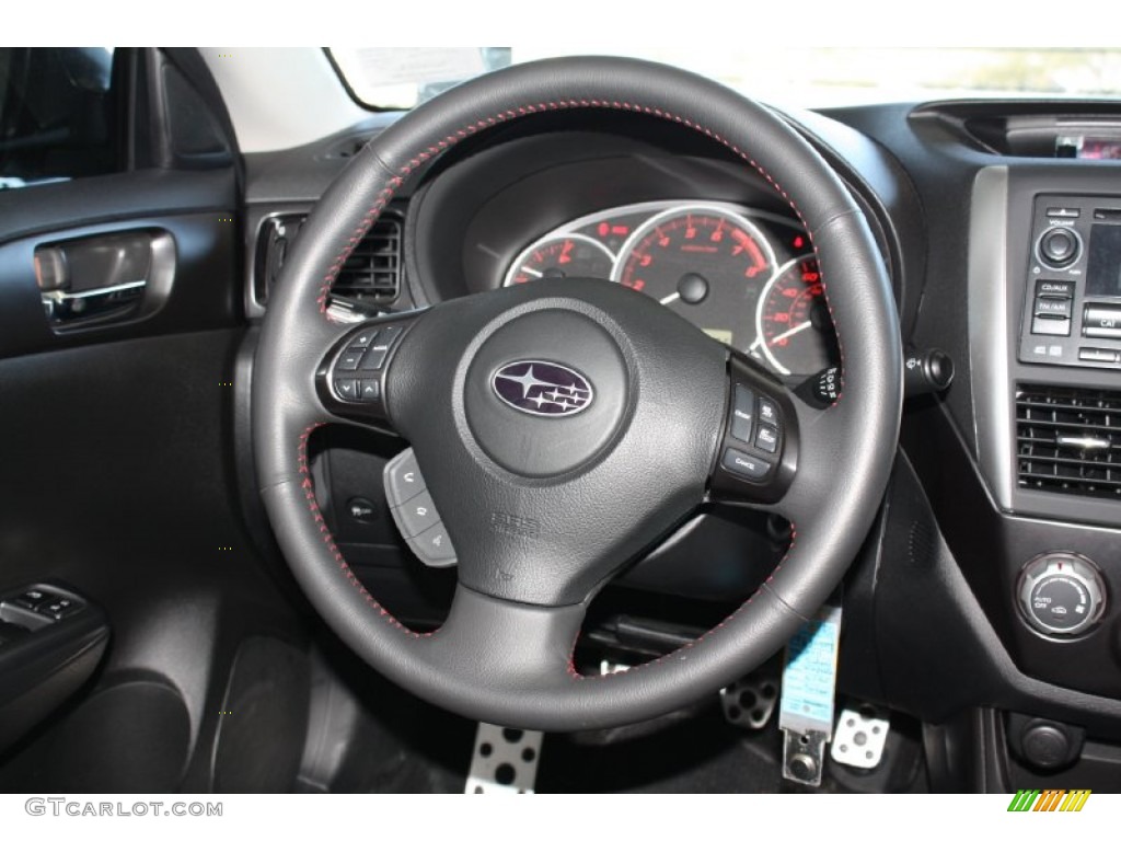 2011 Subaru Impreza WRX Limited Sedan Carbon Black Steering Wheel Photo #77793014