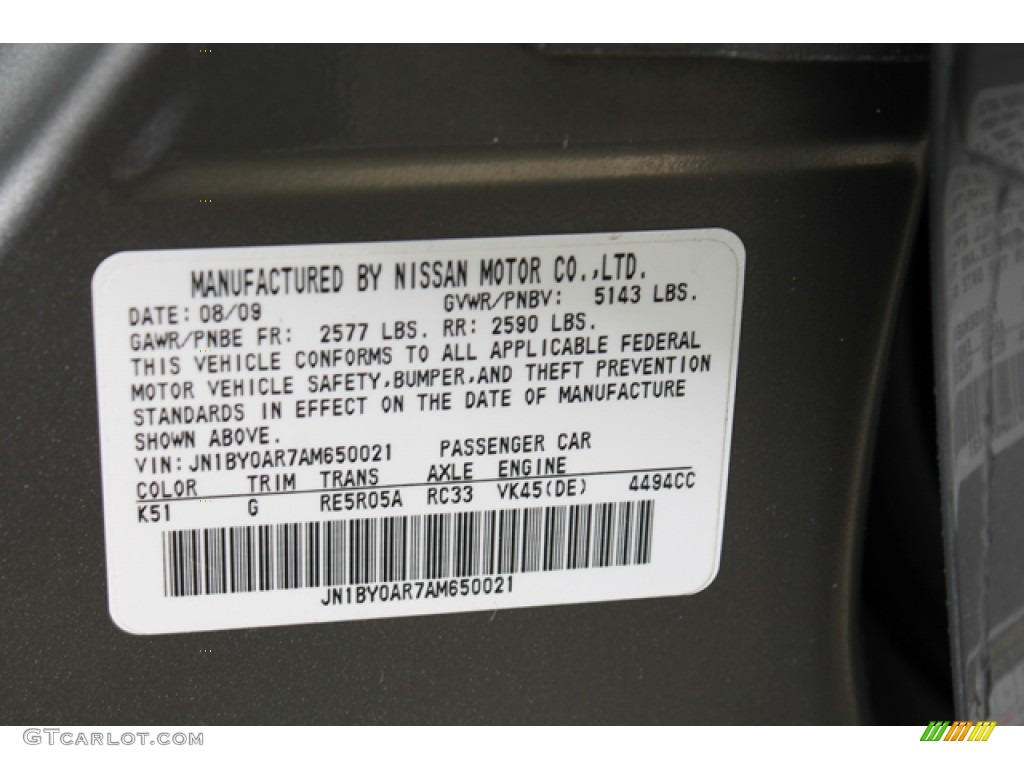 2010 M Color Code K51 for Platinum Graphite Photo #77794546