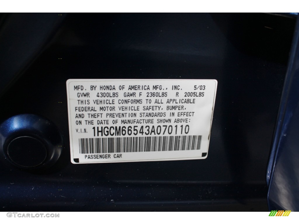 2003 Accord EX V6 Sedan - Eternal Blue Pearl / Gray photo #31