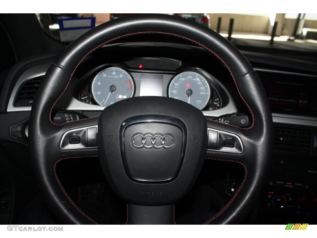2010 Audi S4 3.0 quattro Sedan Black/Red Steering Wheel Photo #77799838