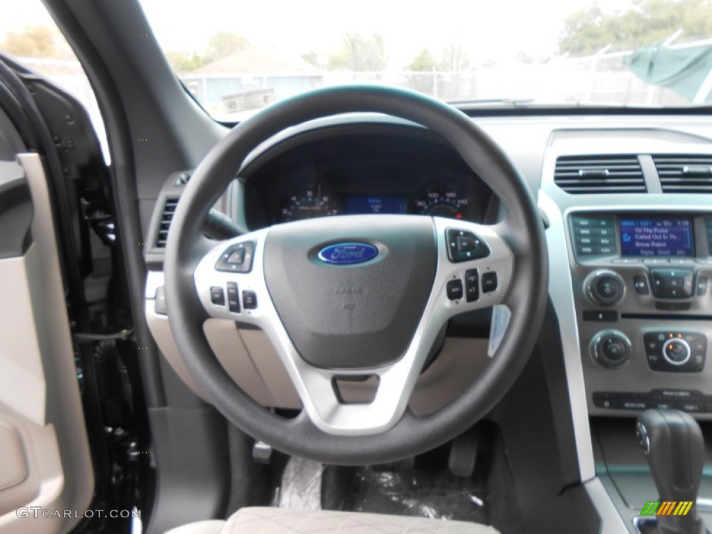 2013 Ford Explorer FWD Medium Light Stone Steering Wheel Photo #77799863