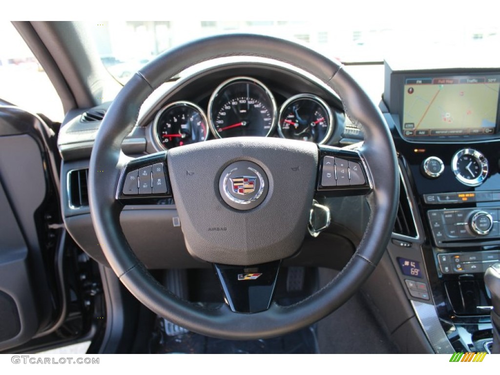 2012 Cadillac CTS -V Coupe Ebony/Ebony Steering Wheel Photo #77801366
