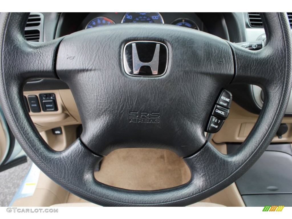 2003 Honda Civic Hybrid Sedan Beige Steering Wheel Photo #77805743