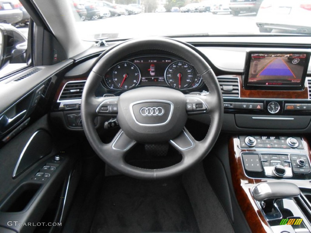 2011 Audi A8 L 4.2 FSI quattro Black Steering Wheel Photo #77807178