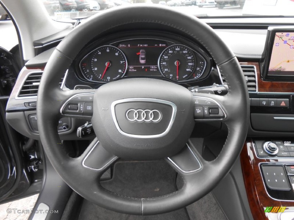 2011 Audi A8 L 4.2 FSI quattro Black Steering Wheel Photo #77807371