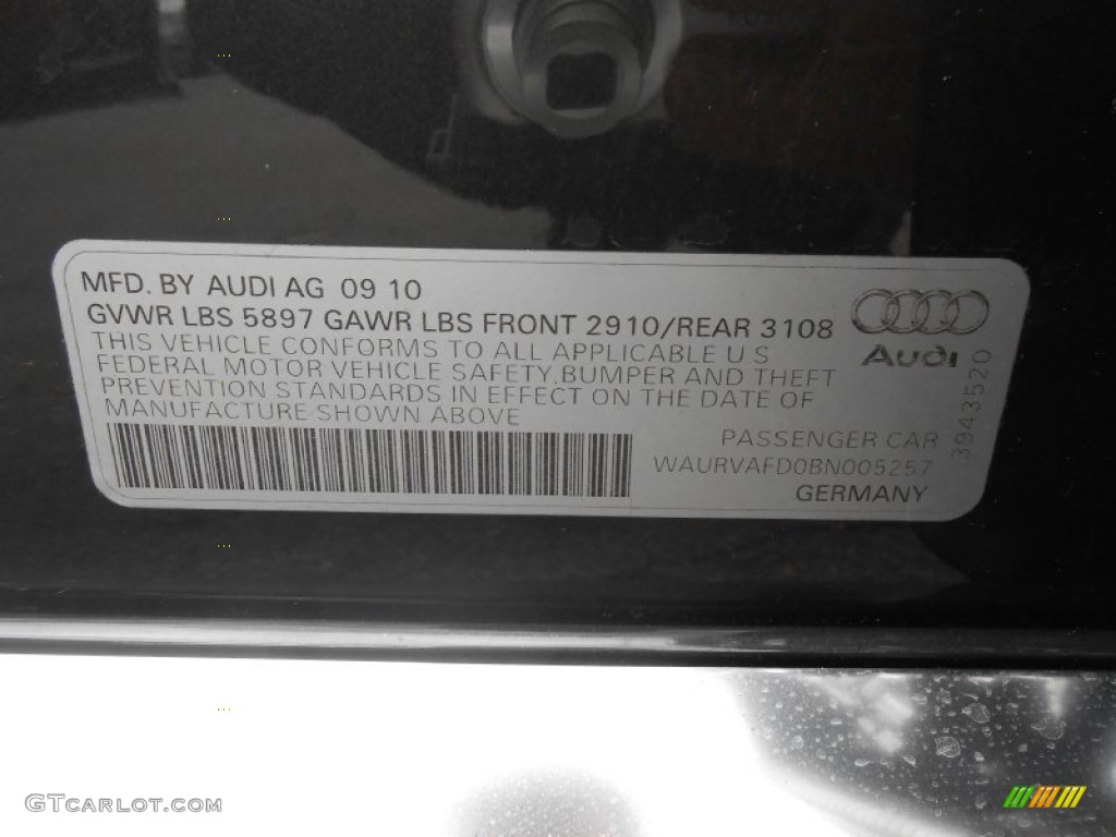 2011 Audi A8 L 4.2 FSI quattro Info Tag Photos