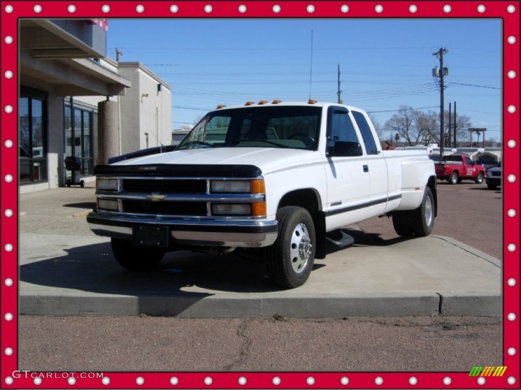 1996 C/K 3500 C3500 Extended Cab Dually - Olympic White / Grey photo #1