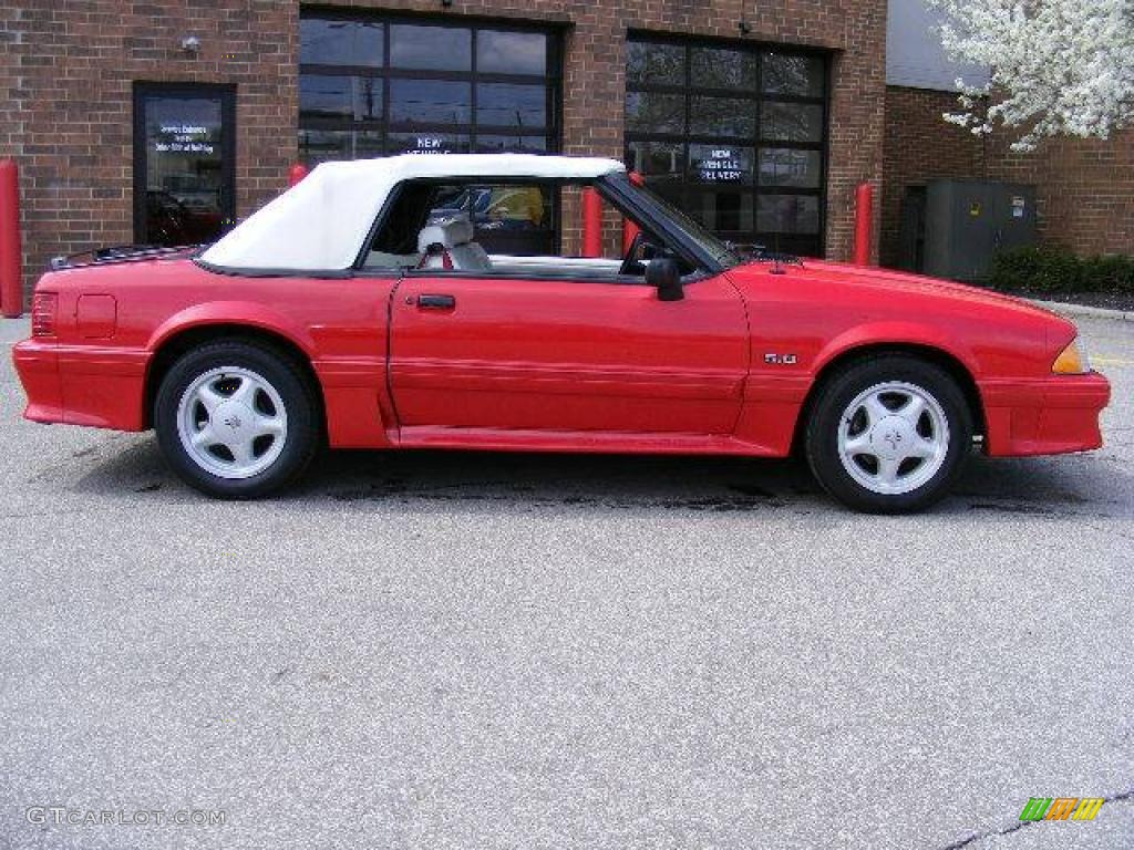 1991 Mustang GT Convertible - Medium Red / White/Scarlet Red photo #2