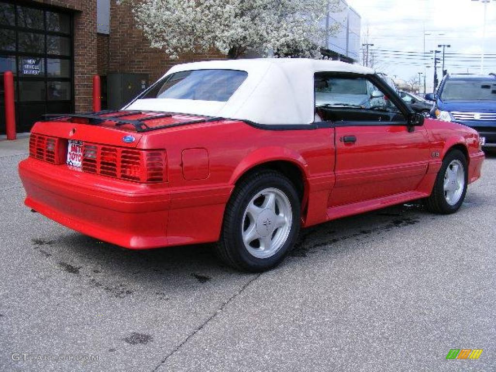 1991 Mustang GT Convertible - Medium Red / White/Scarlet Red photo #3