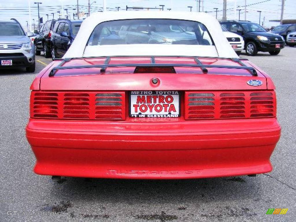 1991 Mustang GT Convertible - Medium Red / White/Scarlet Red photo #4