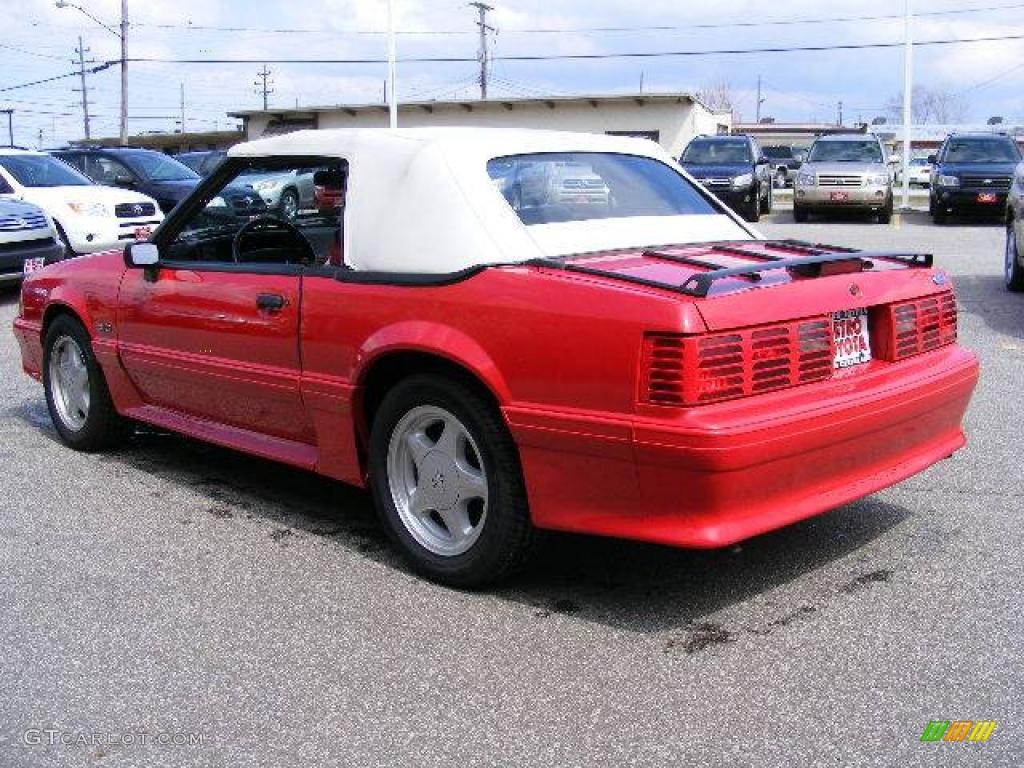 1991 Mustang GT Convertible - Medium Red / White/Scarlet Red photo #5