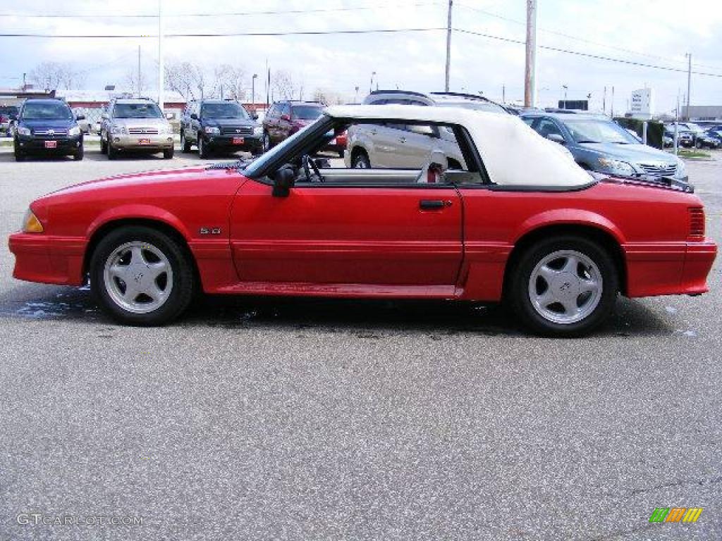 1991 Mustang GT Convertible - Medium Red / White/Scarlet Red photo #6