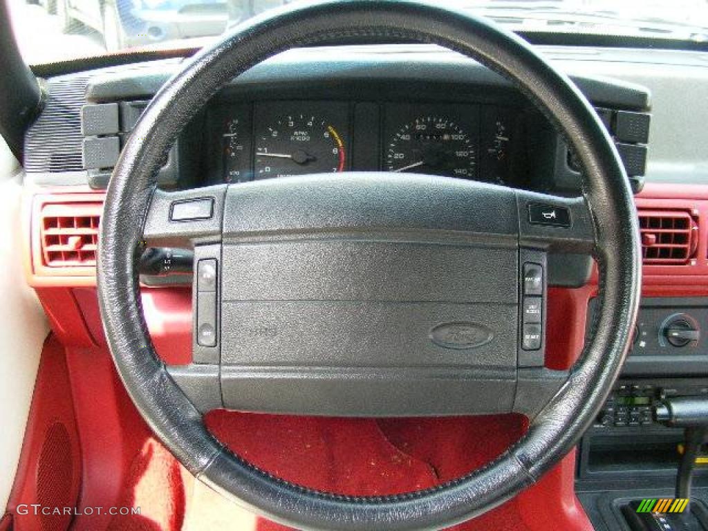 1991 Mustang GT Convertible - Medium Red / White/Scarlet Red photo #15