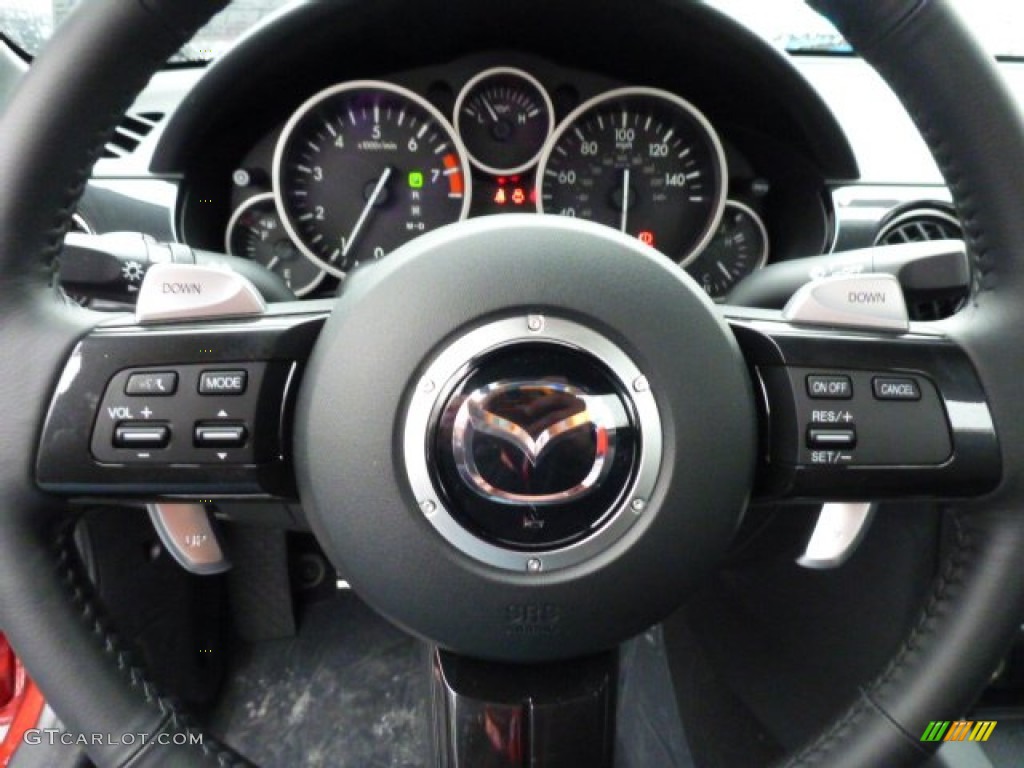 2013 Mazda MX-5 Miata Grand Touring Hard Top Roadster Black Steering Wheel Photo #77813040