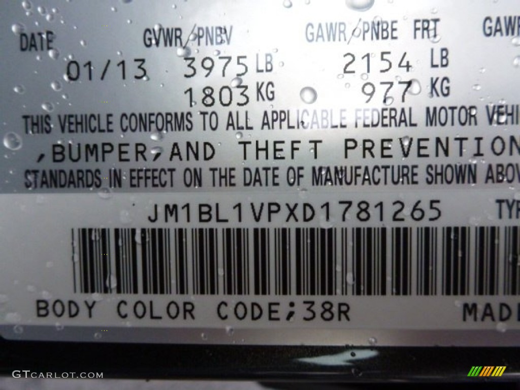 2013 MAZDA3 Color Code 38R for Graphite Mica Photo #77813338