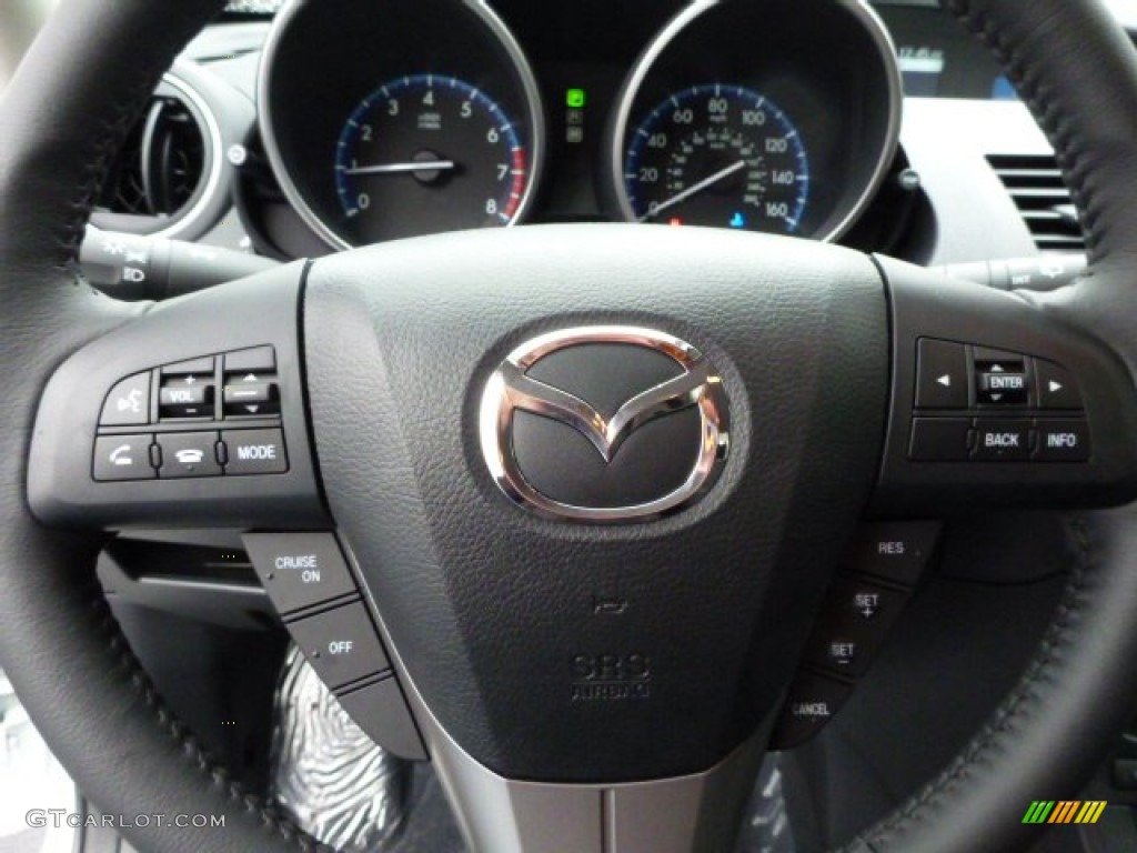 2013 Mazda MAZDA3 i Touring 5 Door Black Steering Wheel Photo #77813661
