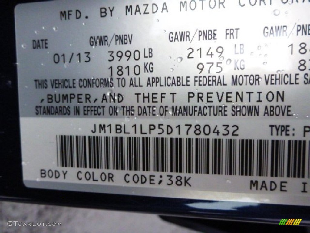 2013 MAZDA3 Color Code 38K for Indigo Lights Mica Photo #77813975