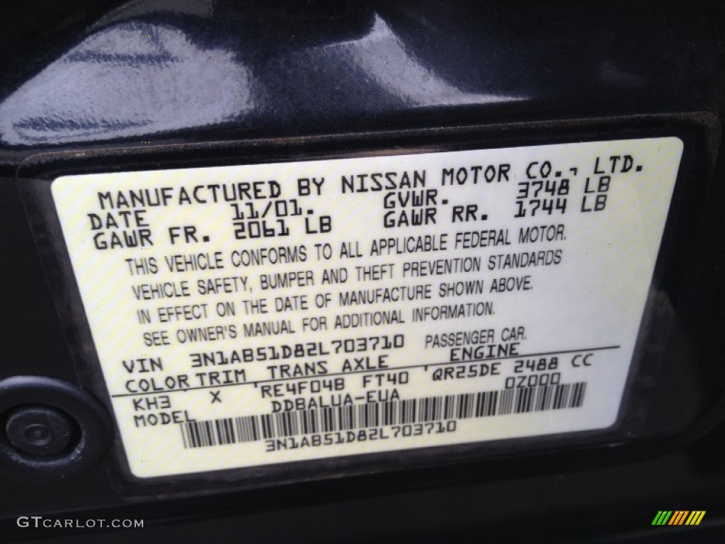 2002 Sentra Color Code KH3 for Blackout Photo #77814977