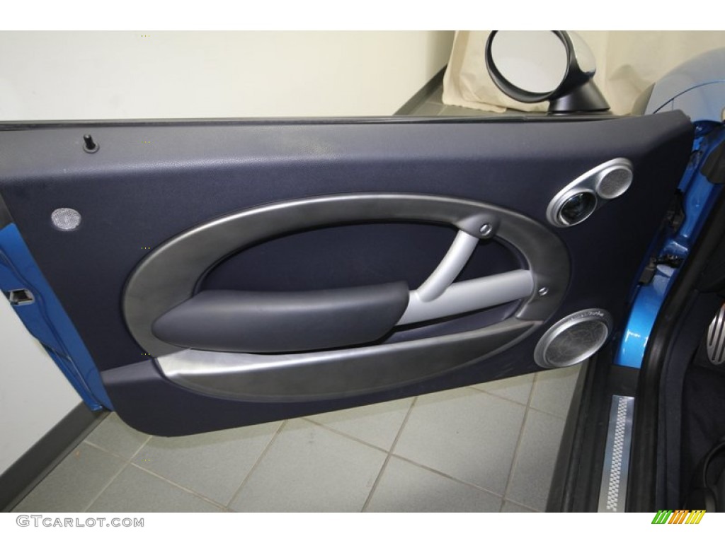 2008 Mini Cooper S Convertible Blue/Carbon Black Door Panel Photo #77815197