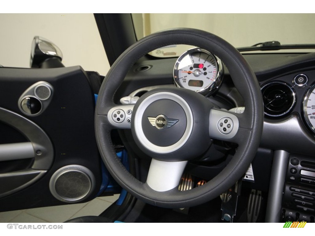 2008 Mini Cooper S Convertible Blue/Carbon Black Steering Wheel Photo #77815305