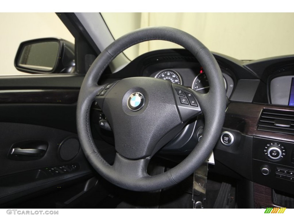 2010 BMW 5 Series 528i Sedan Black Steering Wheel Photo #77816228