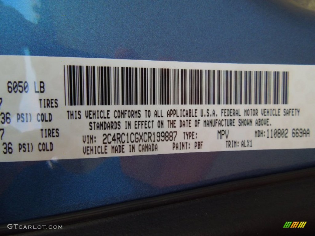 2012 Chrysler Town & Country Touring - L Color Code Photos