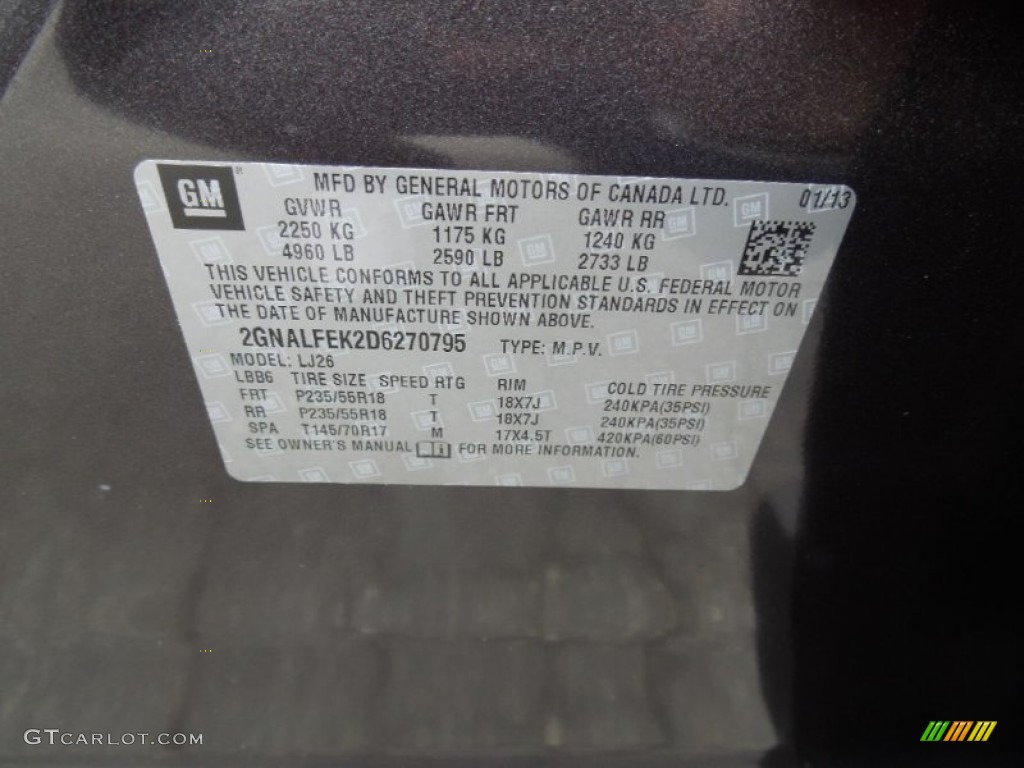 2013 Equinox LTZ - Tungsten Metallic / Jet Black photo #7