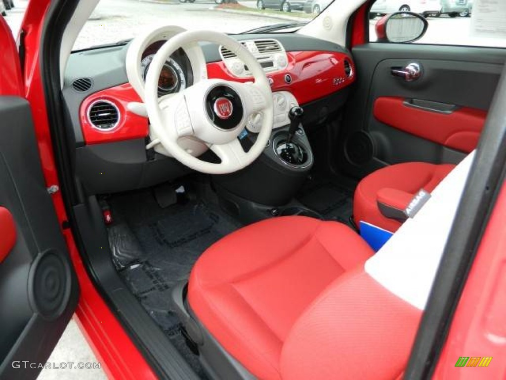 Rosso/Avorio (Red/Ivory) Interior 2013 Fiat 500 Pop Photo #77826156