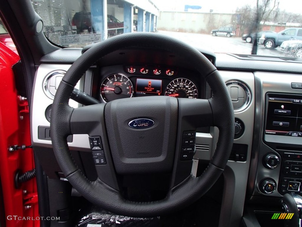 2013 Ford F150 FX4 SuperCrew 4x4 Black Steering Wheel Photo #77826669