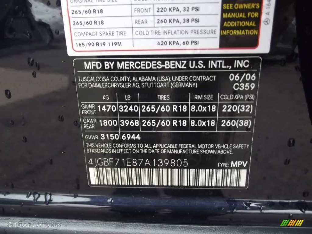 2007 GL Color Code 359 for Capri Blue Metallic Photo #77828979