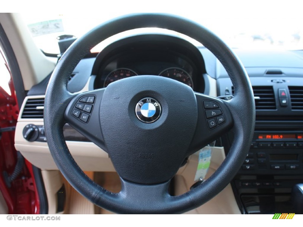 2007 BMW X3 3.0si Sand Beige Steering Wheel Photo #77830274