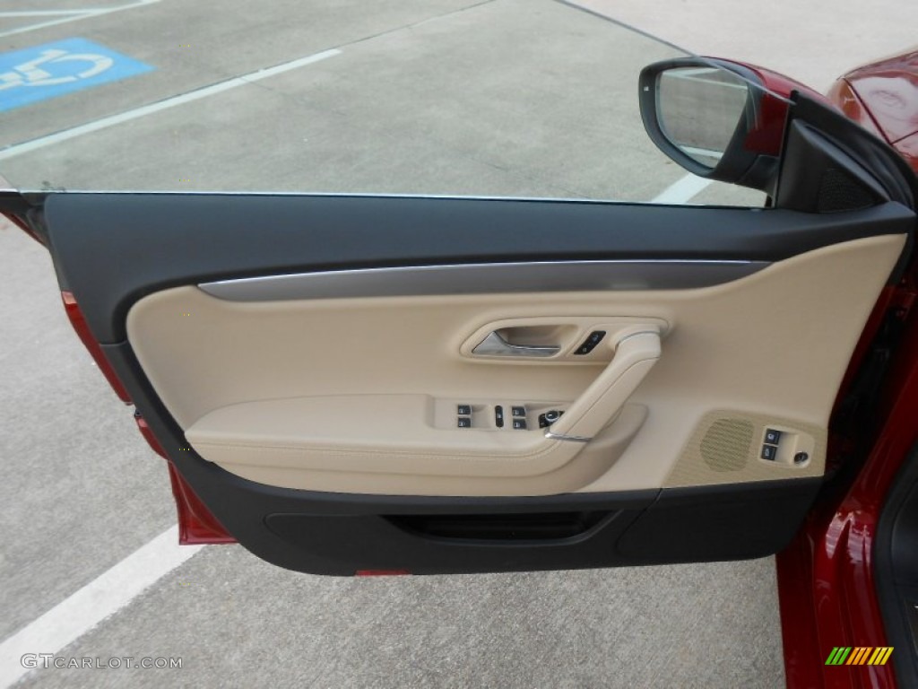 2013 Volkswagen CC Lux Desert Beige/Black Door Panel Photo #77832561