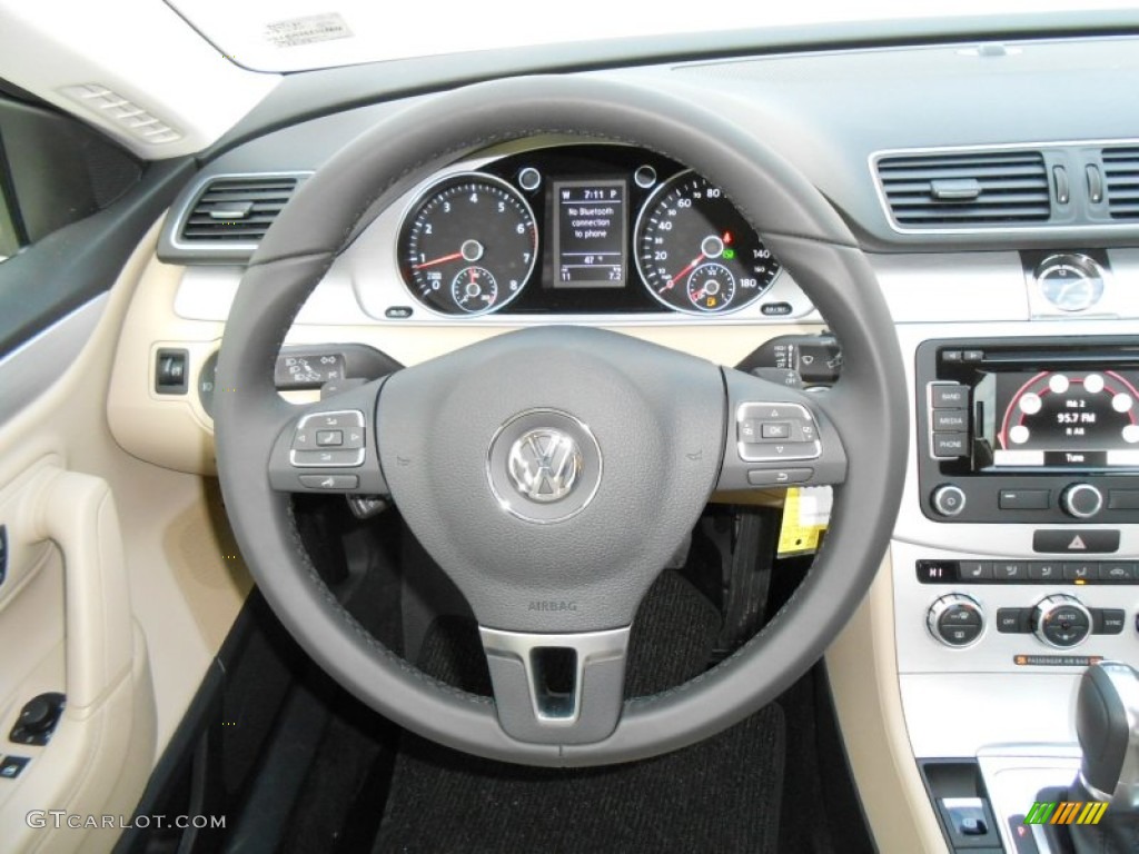 2013 Volkswagen CC R-Line Desert Beige/Black Steering Wheel Photo #77833319