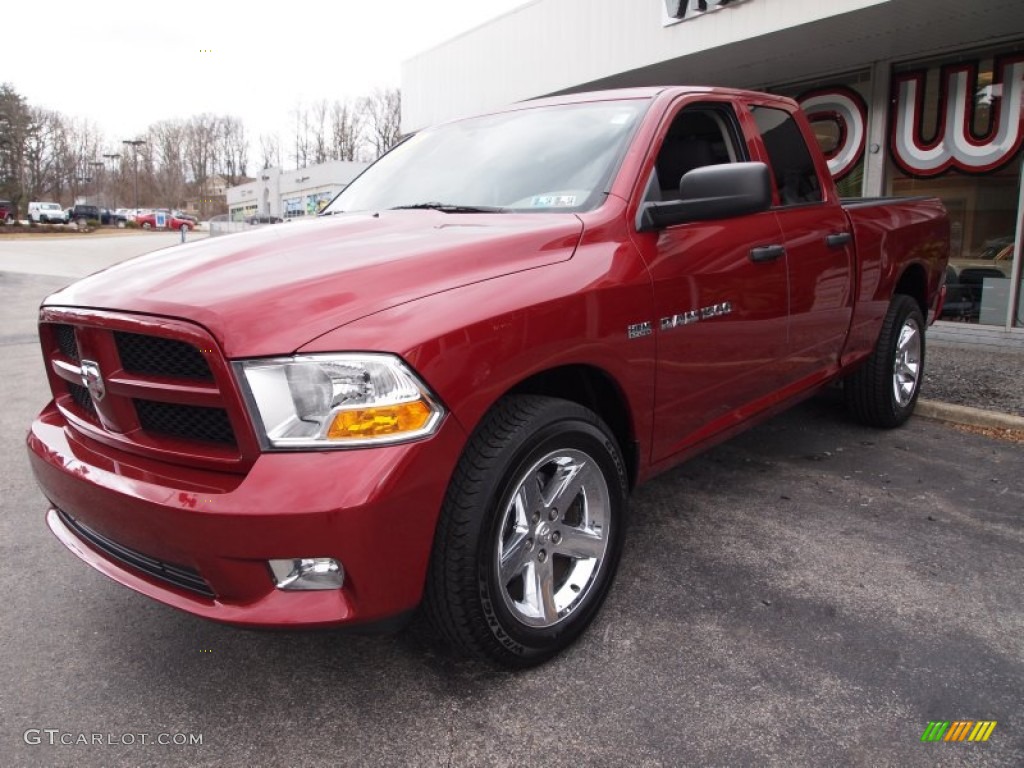 2012 Ram 1500 Express Quad Cab 4x4 - Deep Cherry Red Crystal Pearl / Dark Slate Gray/Medium Graystone photo #2